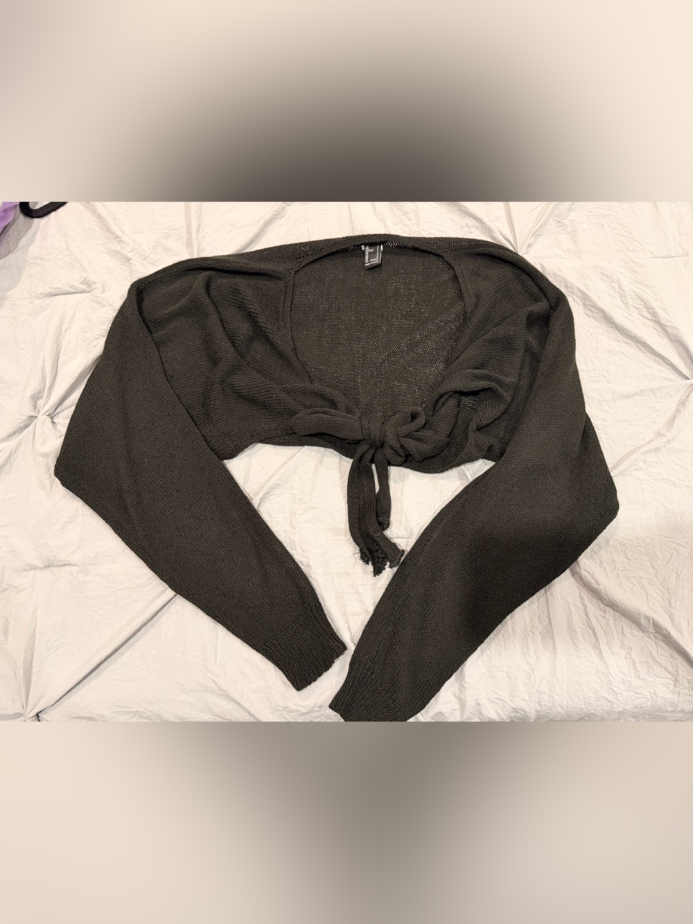 Forever 21 Off-Shoulder Tie-Front Brown Knit Sweater